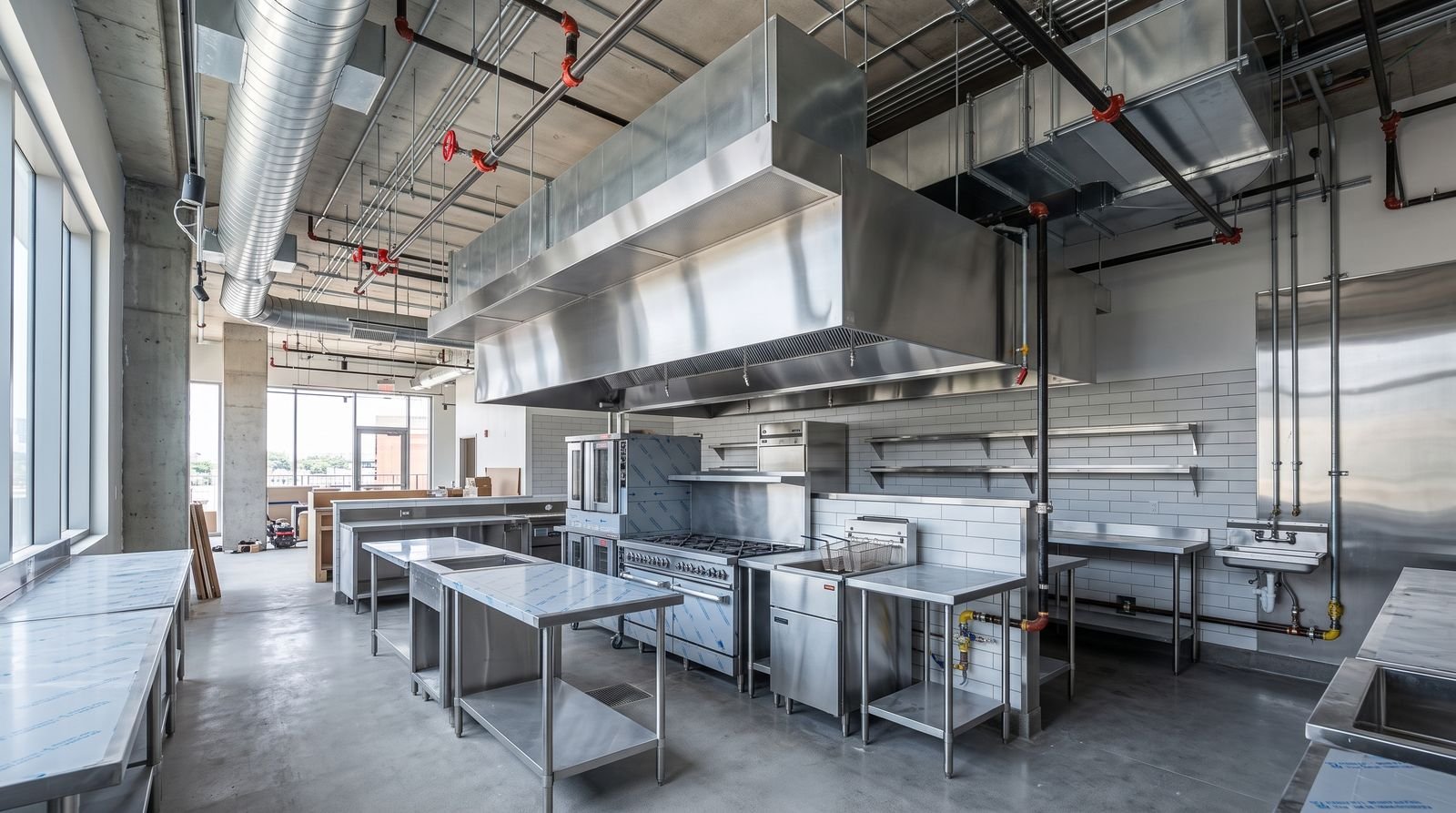 Restaurant kitchen build-out mechanical, ventilation hood and grease waste design